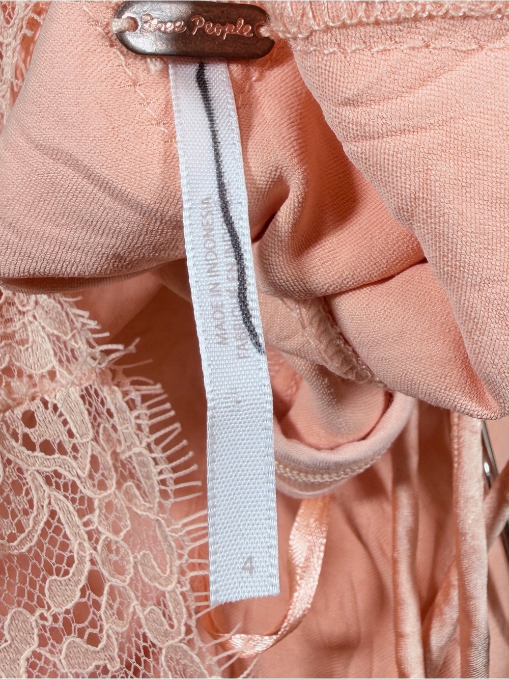 🌸 Free People Maybe Forever Maxi Dress Peach Lace Slip Boho Romantic - Picture 6 of 7